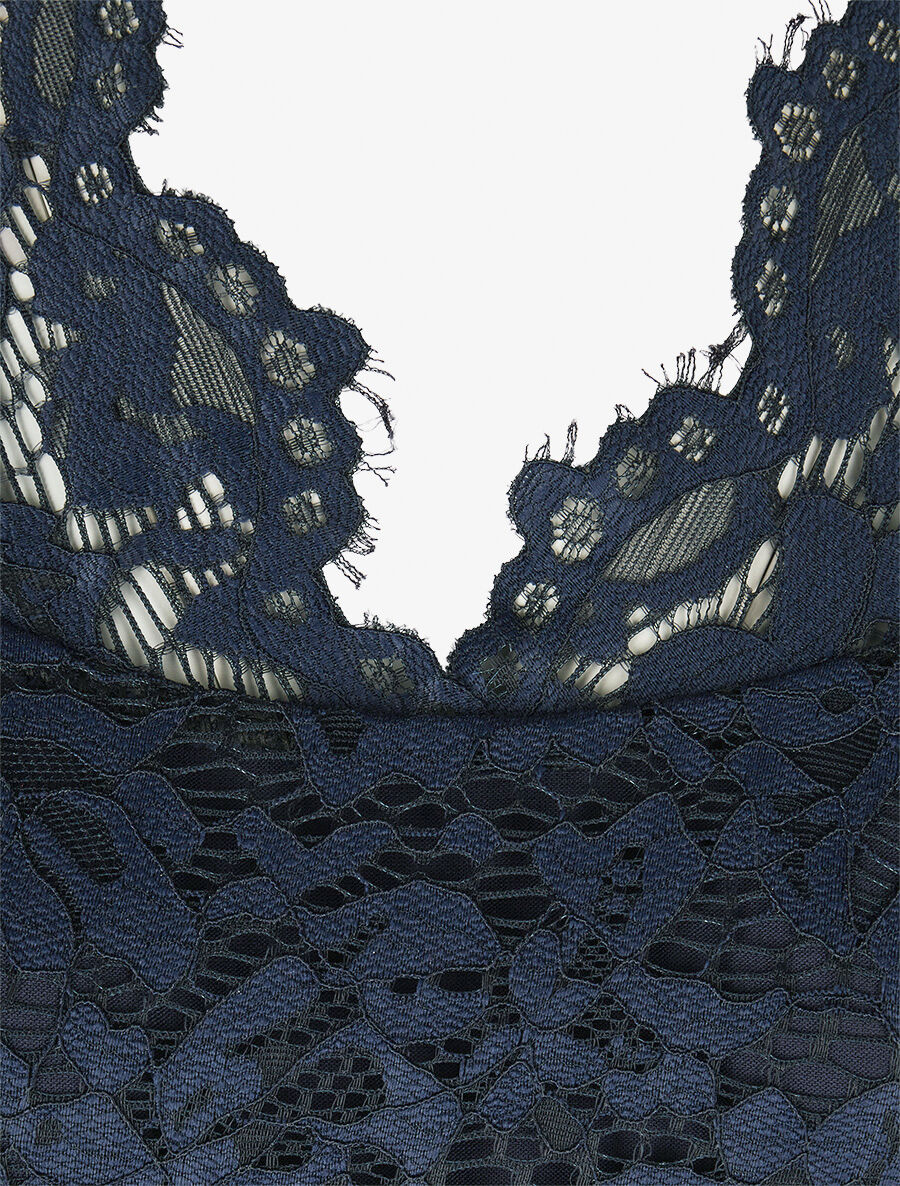 Body en dentelle doublée - Marine - Image 3