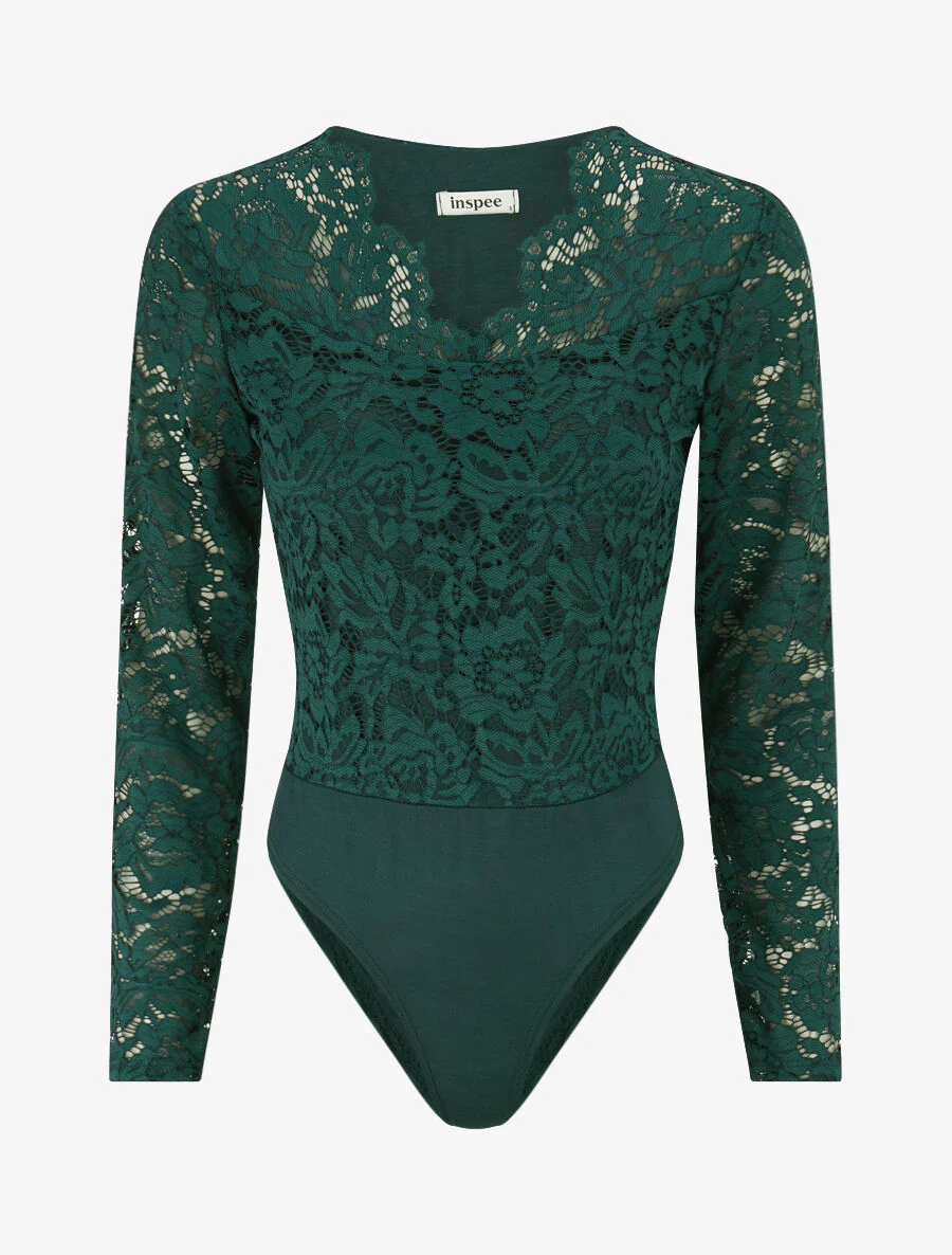 Body en dentelle doublée - Vert