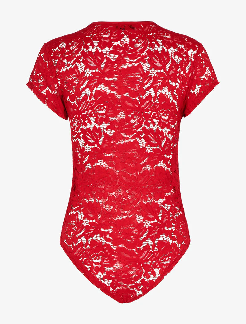 Body en dentelle - rouge - Image 2