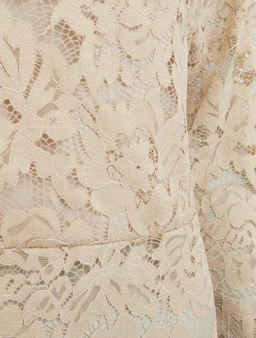 Body en dentelle manches longues - Beige - Image 3