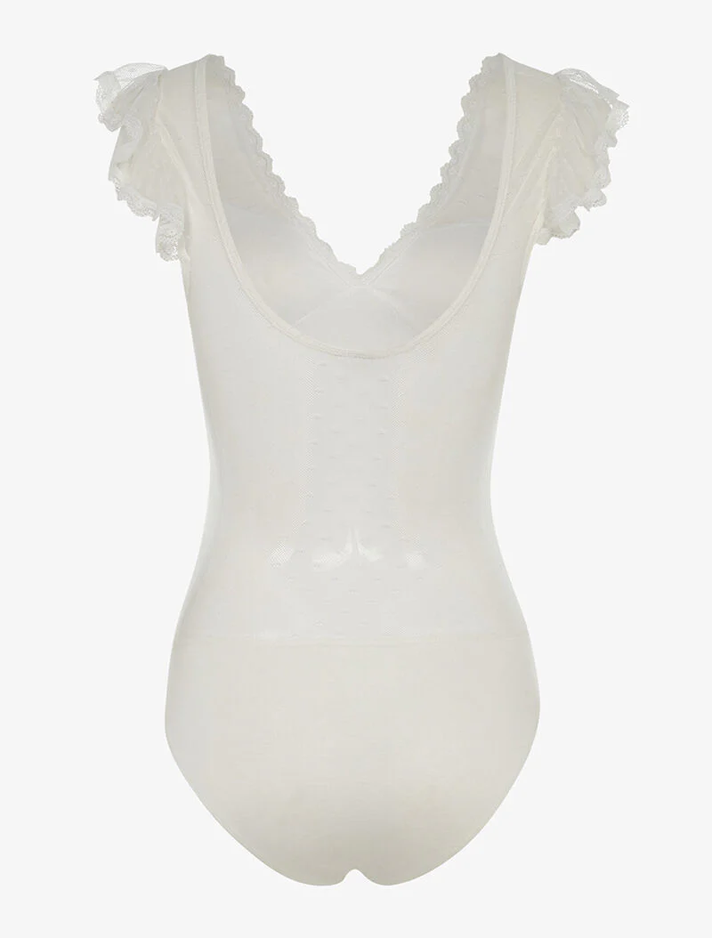 Body fin bretelles en dentelle - blanc - Image 2