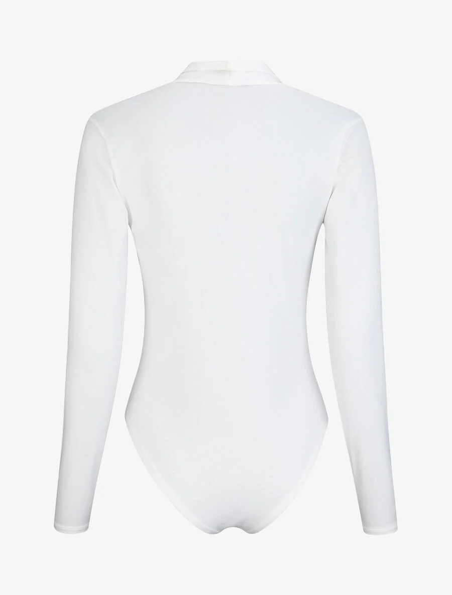 Body uni à col style noeud - Blanc - Image 2