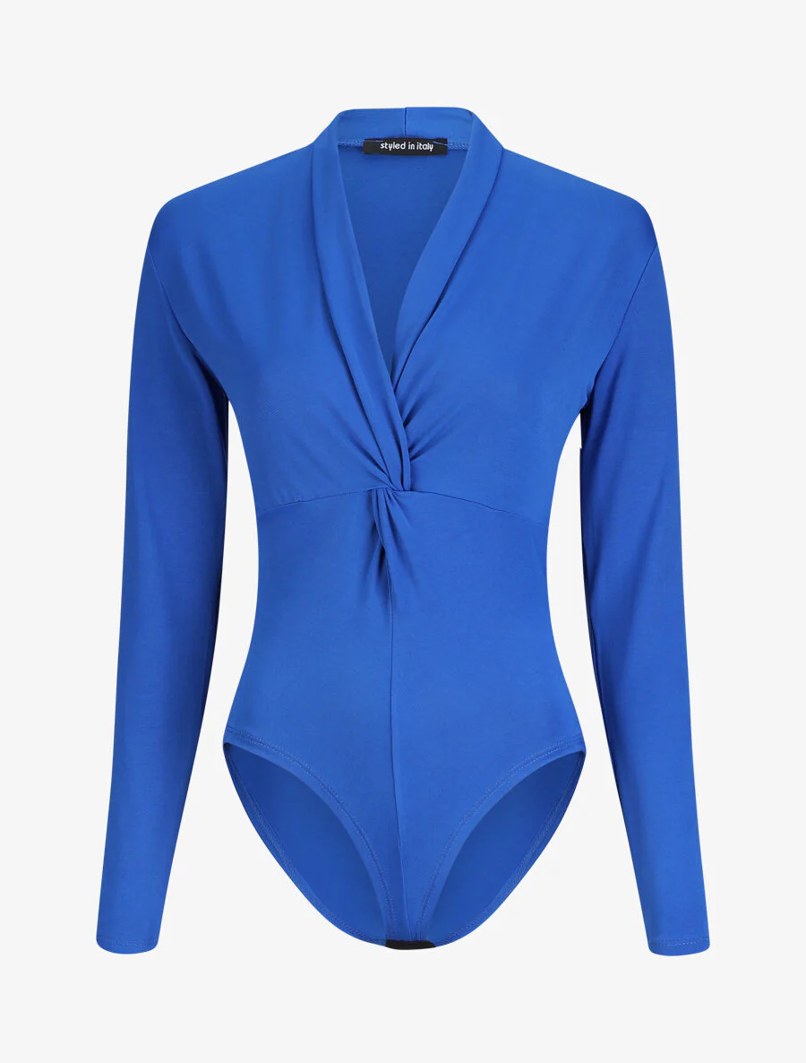 Body uni à col style noeud - Bleu roi