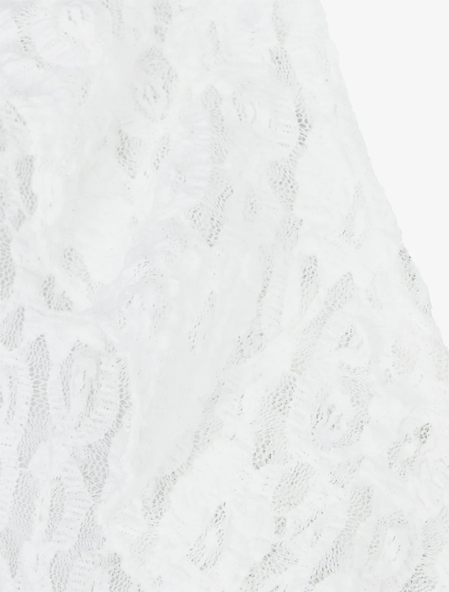 Body uni en dentelle à col volanté - Blanc - Image 3