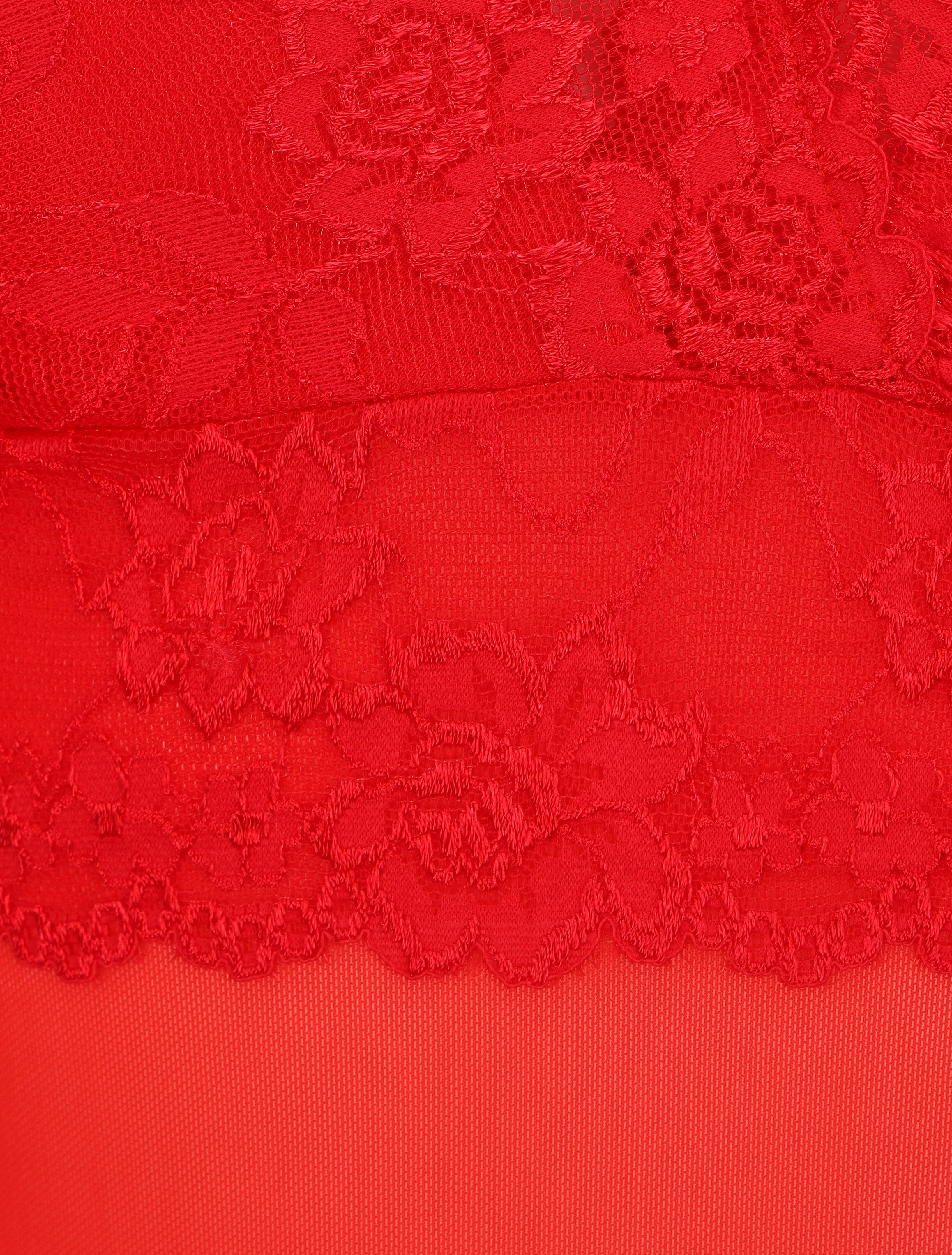 Body uni en dentelle - Rouge - Image 3