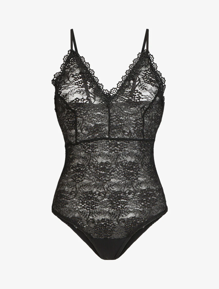 Body uni en dentelle - Noir