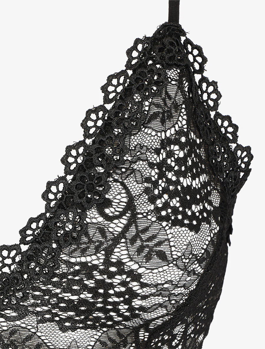 Body uni en dentelle - Noir - Image 3