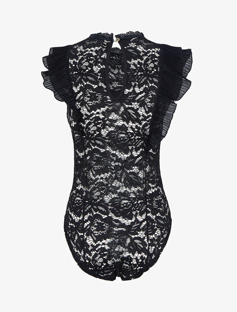 Body volanté en dentelle - Noir - Image 2