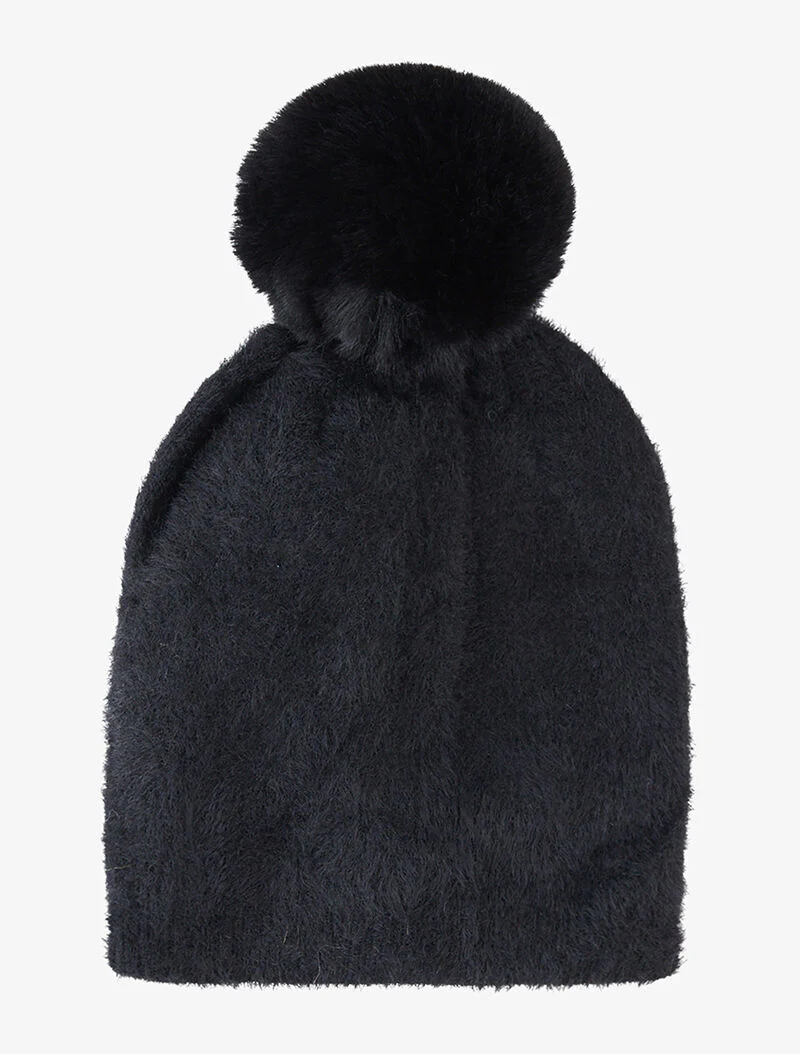 Bonnet effet angora - noir