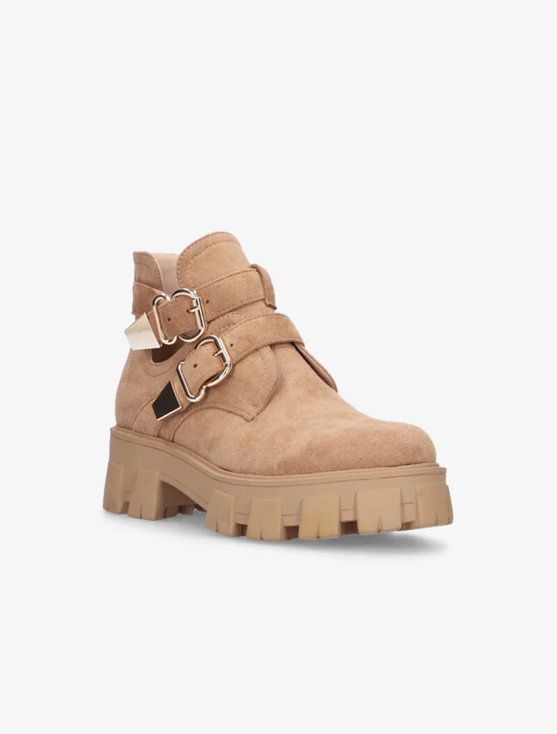 Boots à gros crans et brides - camel - Image 2