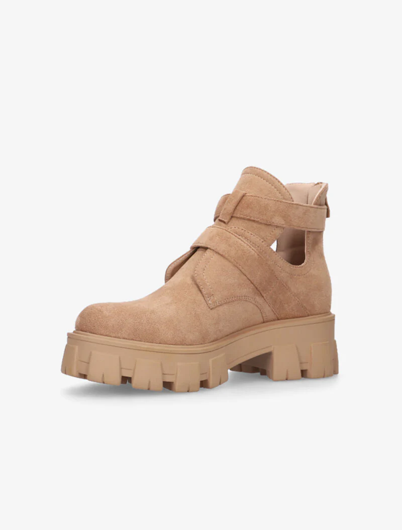 Boots à gros crans et brides - camel - Image 3