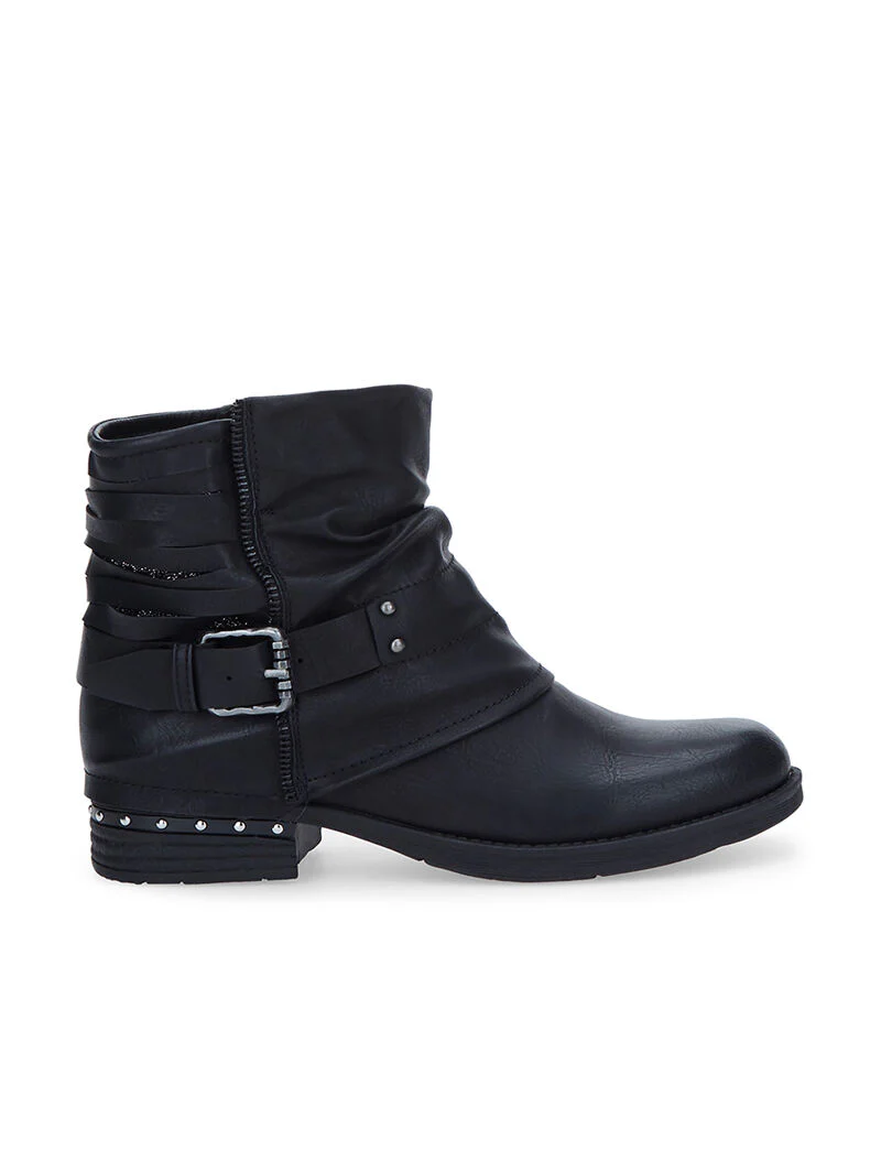Boots à lanières et clous - noir
