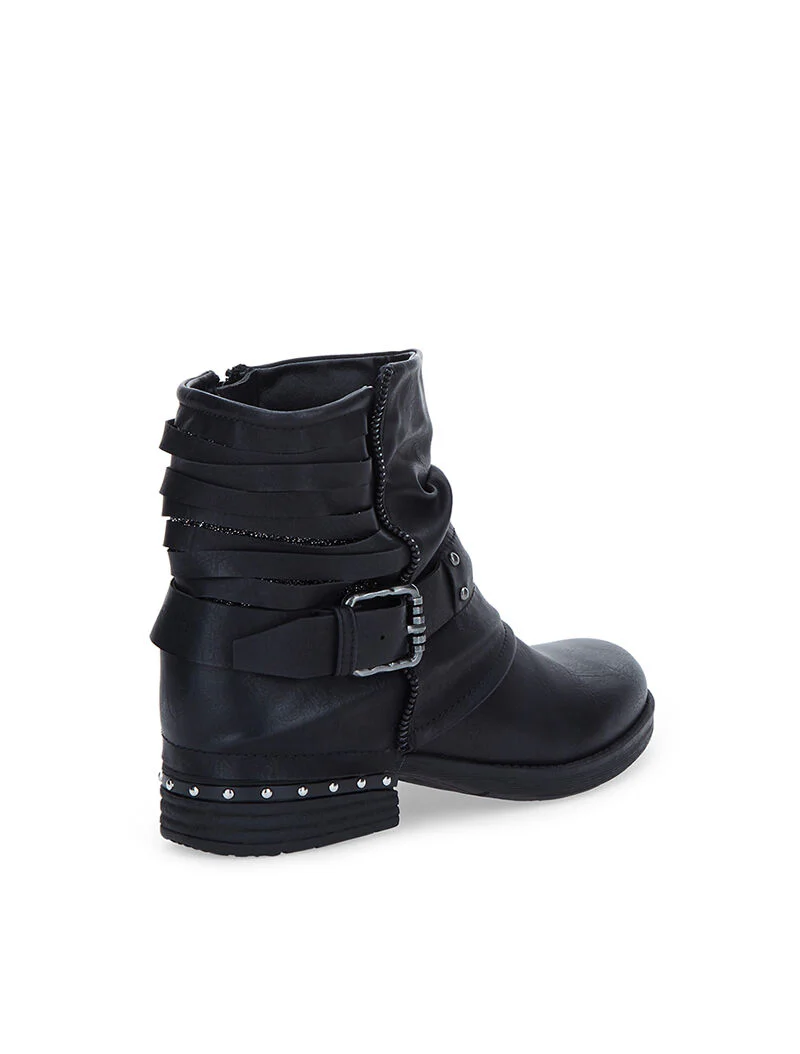 Boots à lanières et clous - noir - Image 4