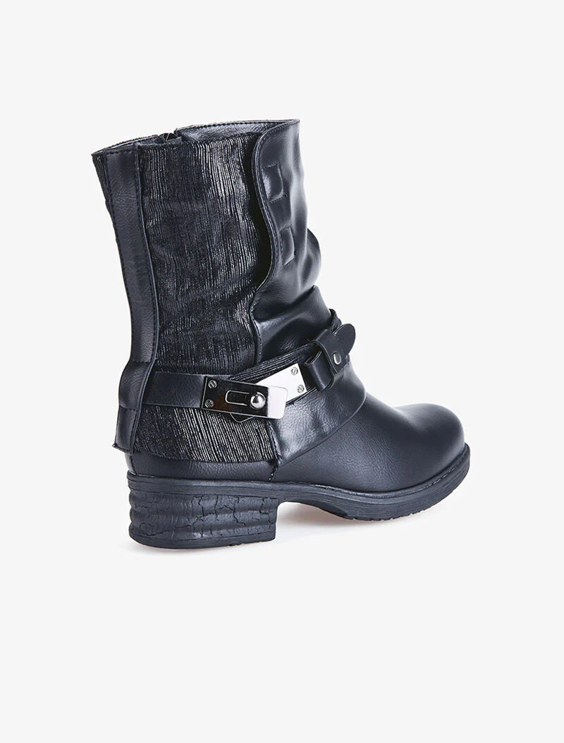 Boots à revers bimatière - noir - Image 4