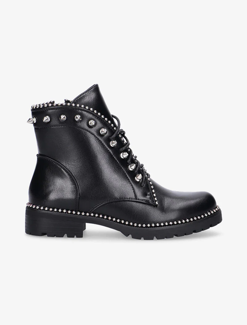 Boots arrondies à picots et billes - noir