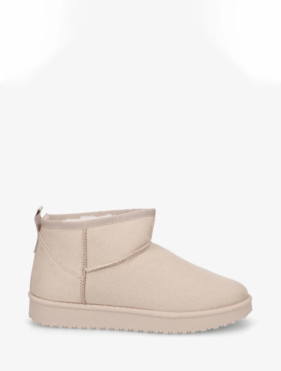 Boots basses fourrées en suédine - Beige