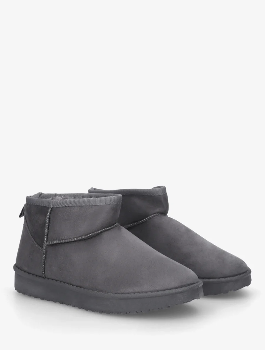 Boots basses fourrées en suédine - Gris foncé - Image 4