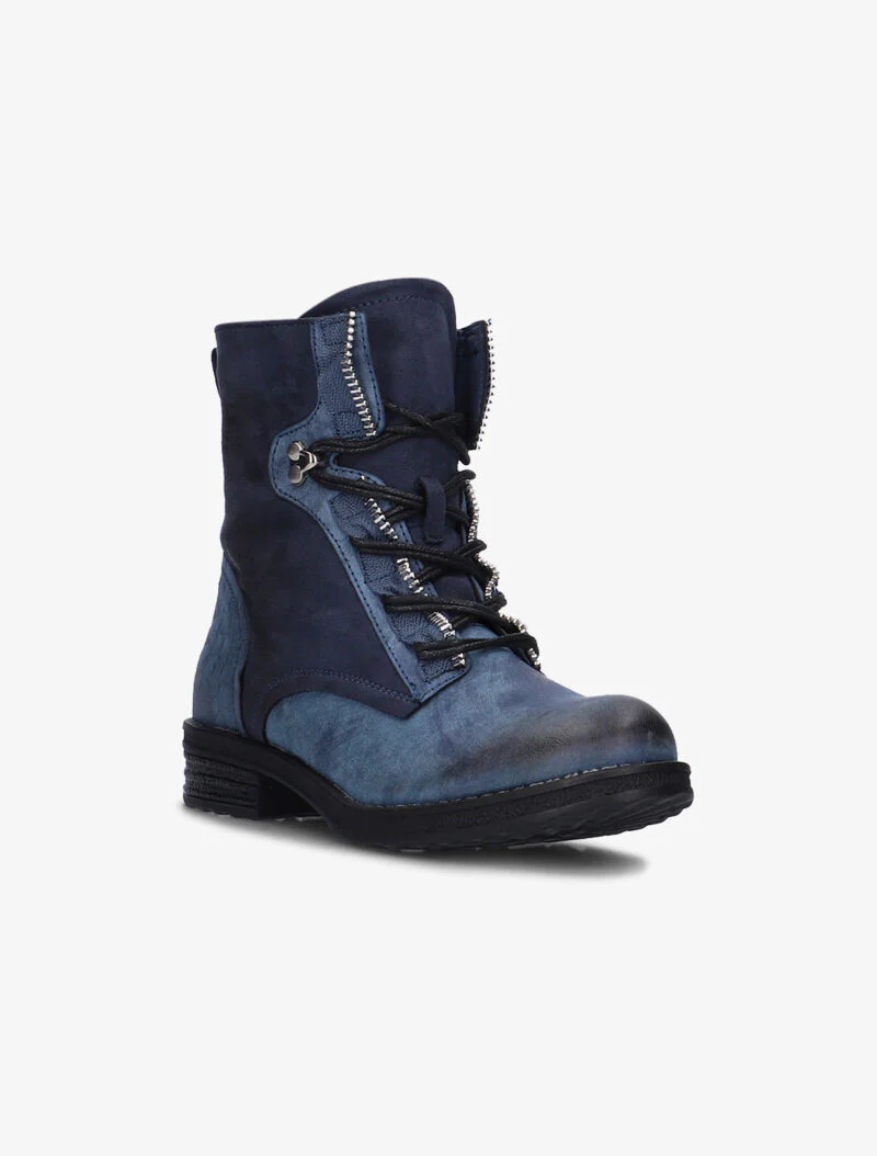 Boots bimatière à lacets - bleu - Image 2