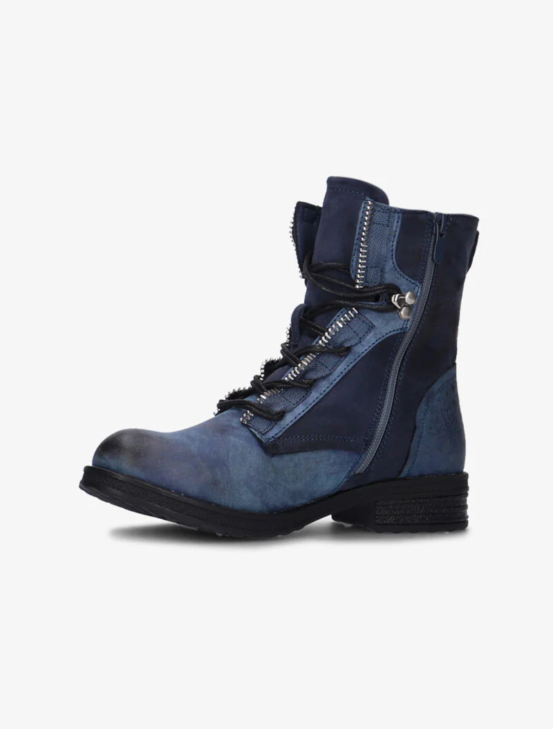 Boots bimatière à lacets - bleu - Image 3