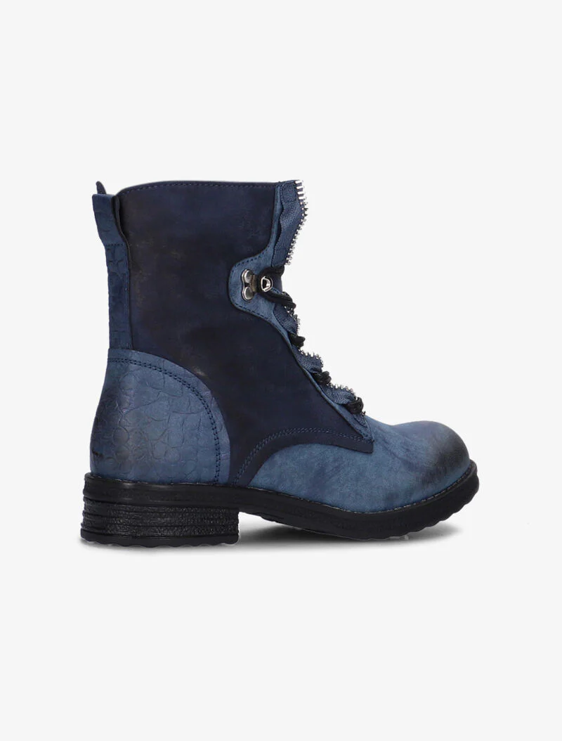 Boots bimatière à lacets - bleu - Image 4