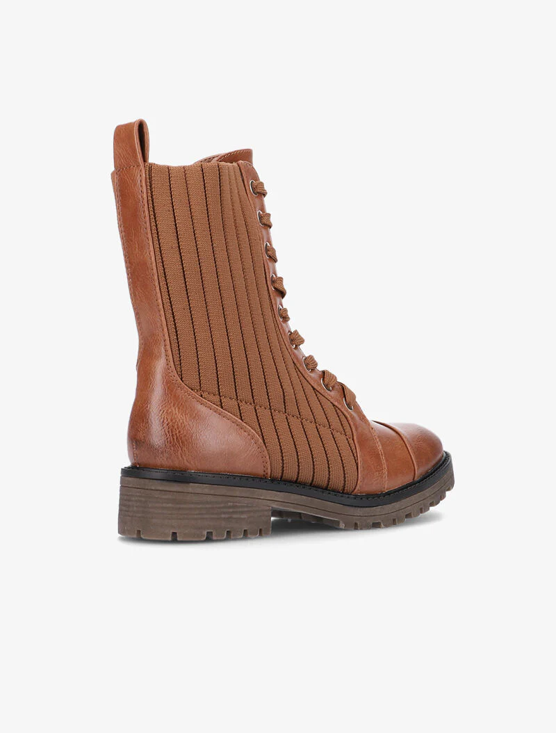 Boots bimatière côtelées - camel - Image 4