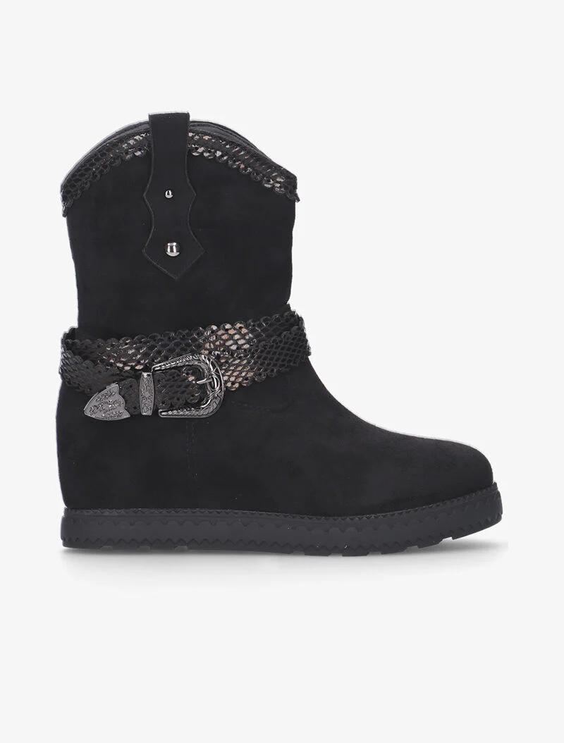 Boots compensées à détails python - noir