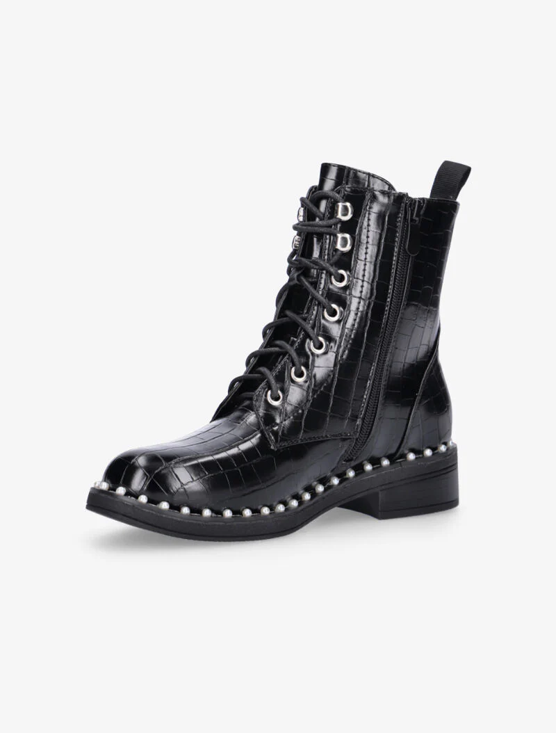 Boots croco à tour de semelle perlé - noir - Image 3