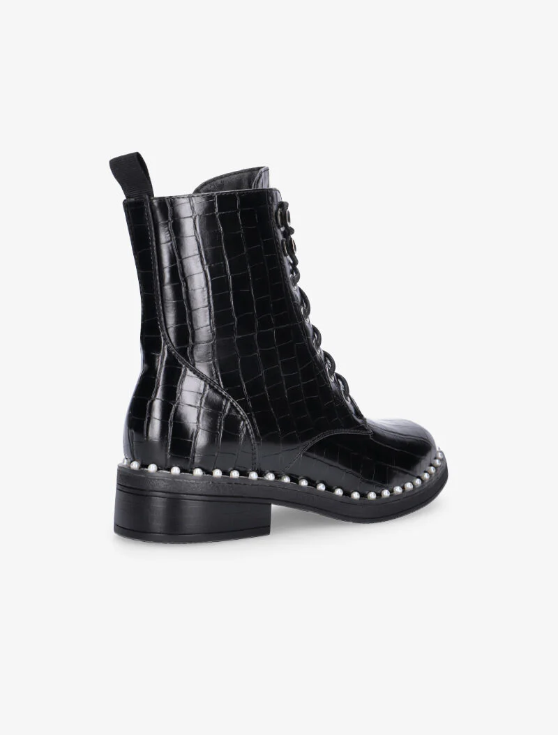 Boots croco à tour de semelle perlé - noir - Image 4