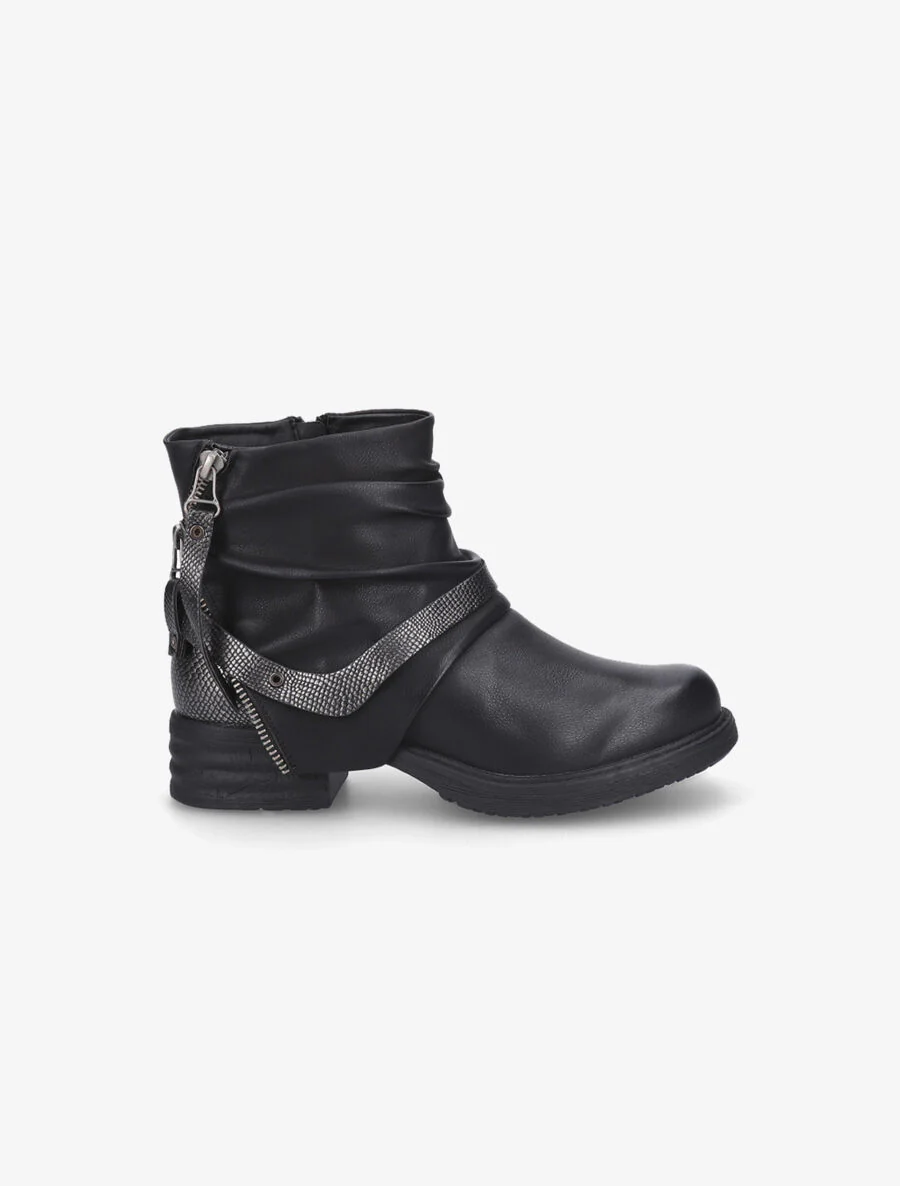 Boots écailles et zips noir - Noir