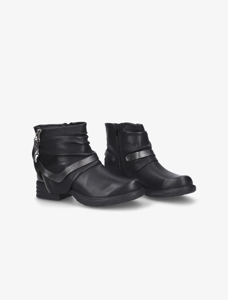 Boots écailles et zips noir - Noir - Image 4