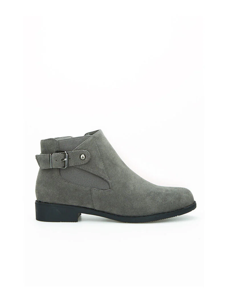Boots effet croute de cuir - anthracite