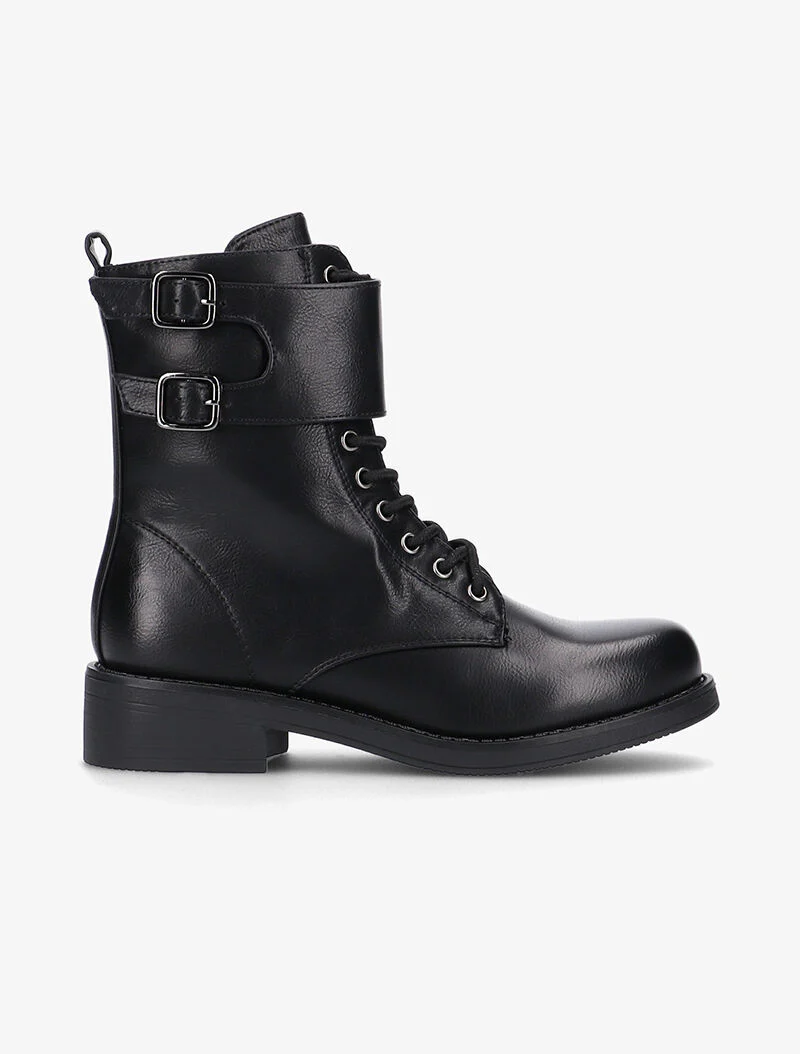 Boots en simili à large bride - noir