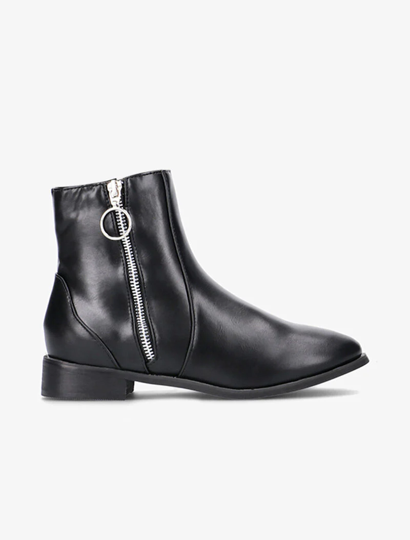Boots en simili à zip ondulé - noir