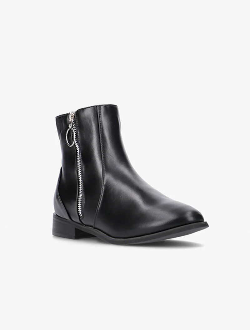 Boots en simili à zip ondulé - noir - Image 2