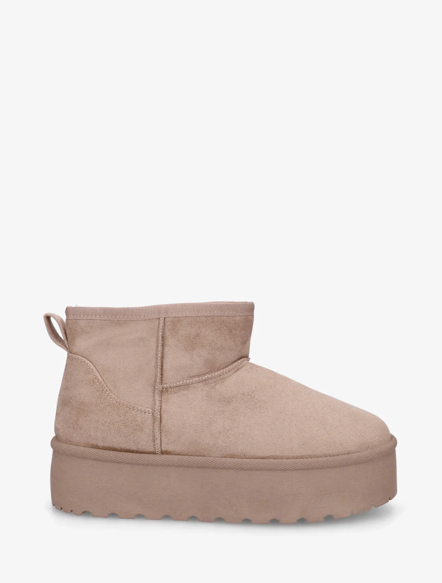 Boots en suédine à semelle plateforme - Taupe