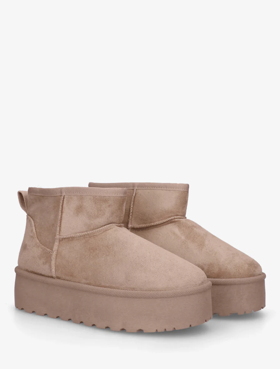 Boots en suédine à semelle plateforme - Taupe - Image 4