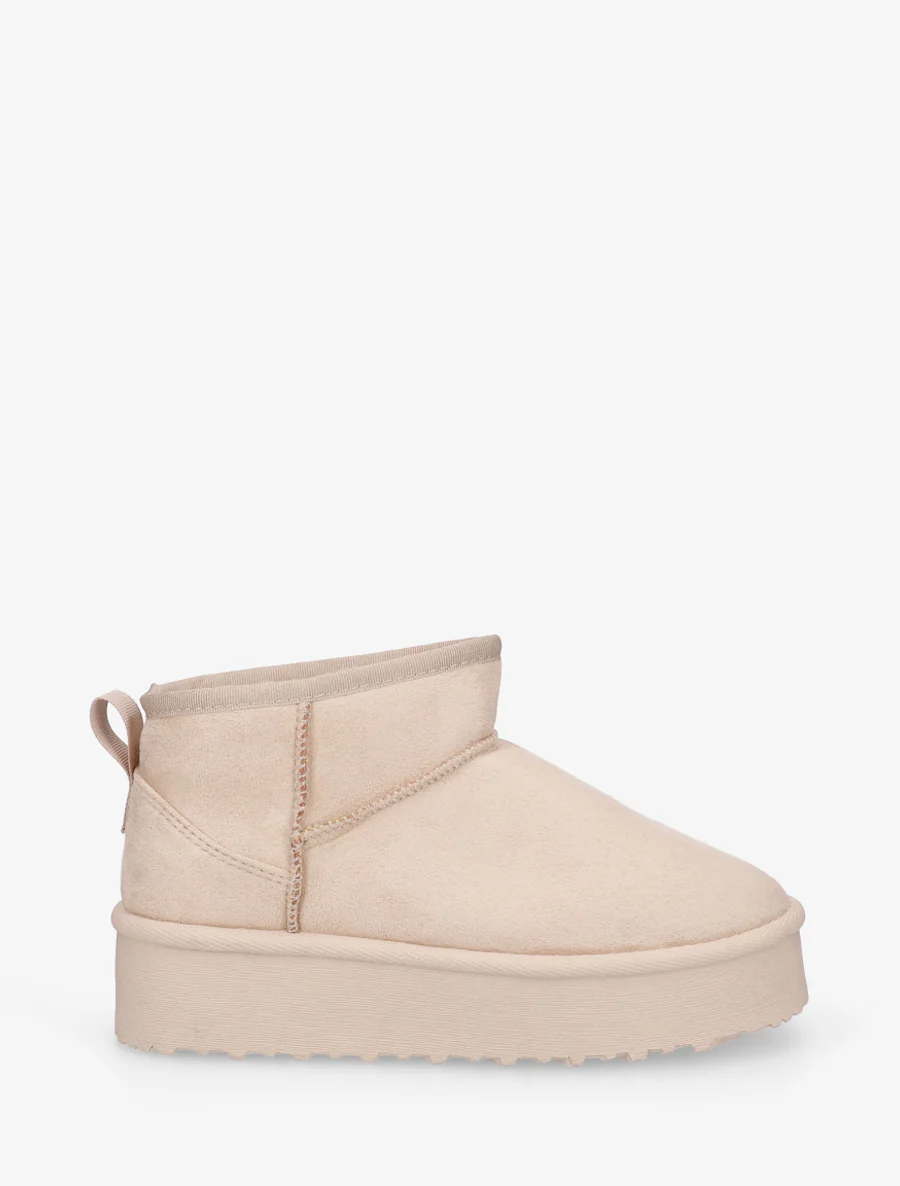 Boots en suédine à semelle plateforme - Beige