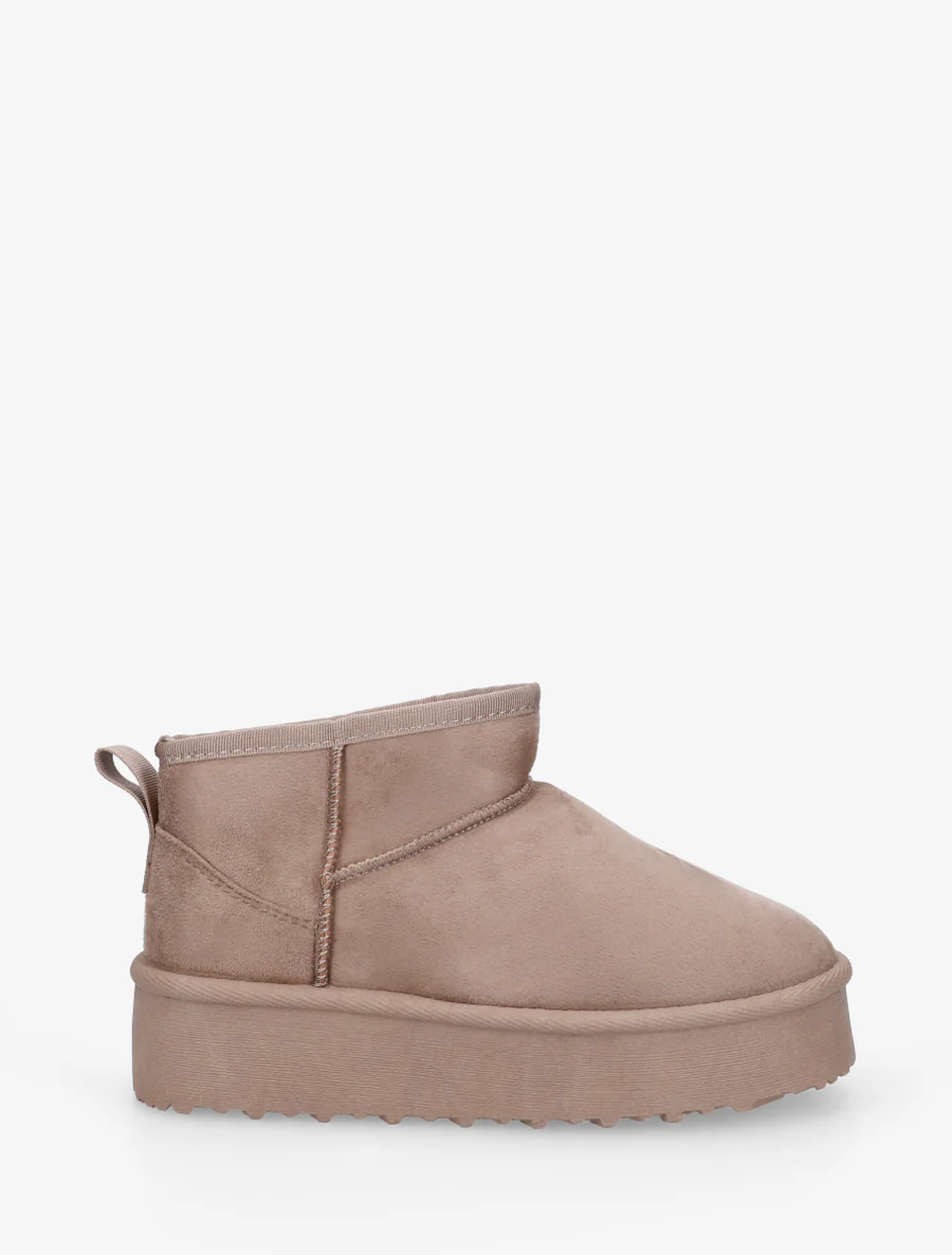 Boots en suédine à semelle plateforme - Taupe