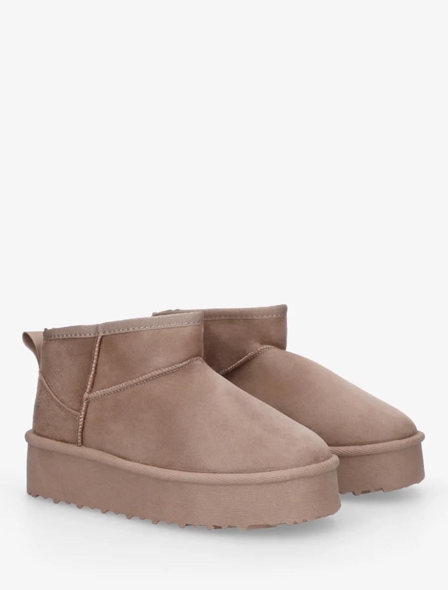 Boots en suédine à semelle plateforme - Taupe - Image 4
