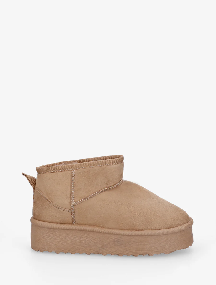 Boots en suédine à semelle plateforme - Marron clair