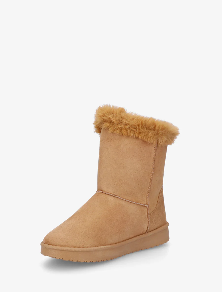 Boots en suédine fourrées à scratch - Camel - Image 3