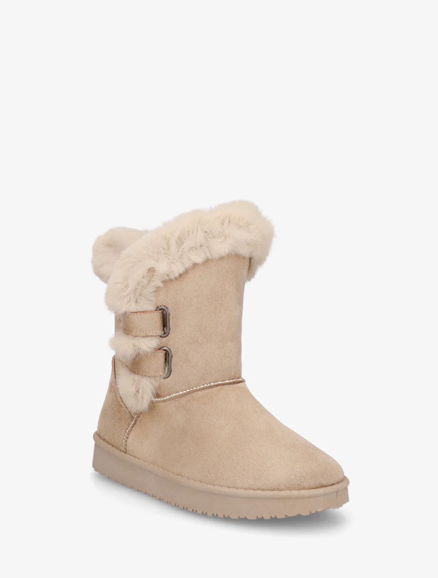 Boots en suédine fourrées à scratch - Beige - Image 2