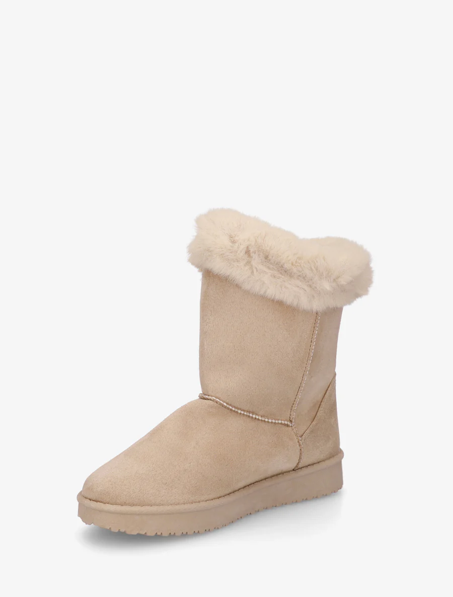Boots en suédine fourrées à scratch - Beige - Image 3