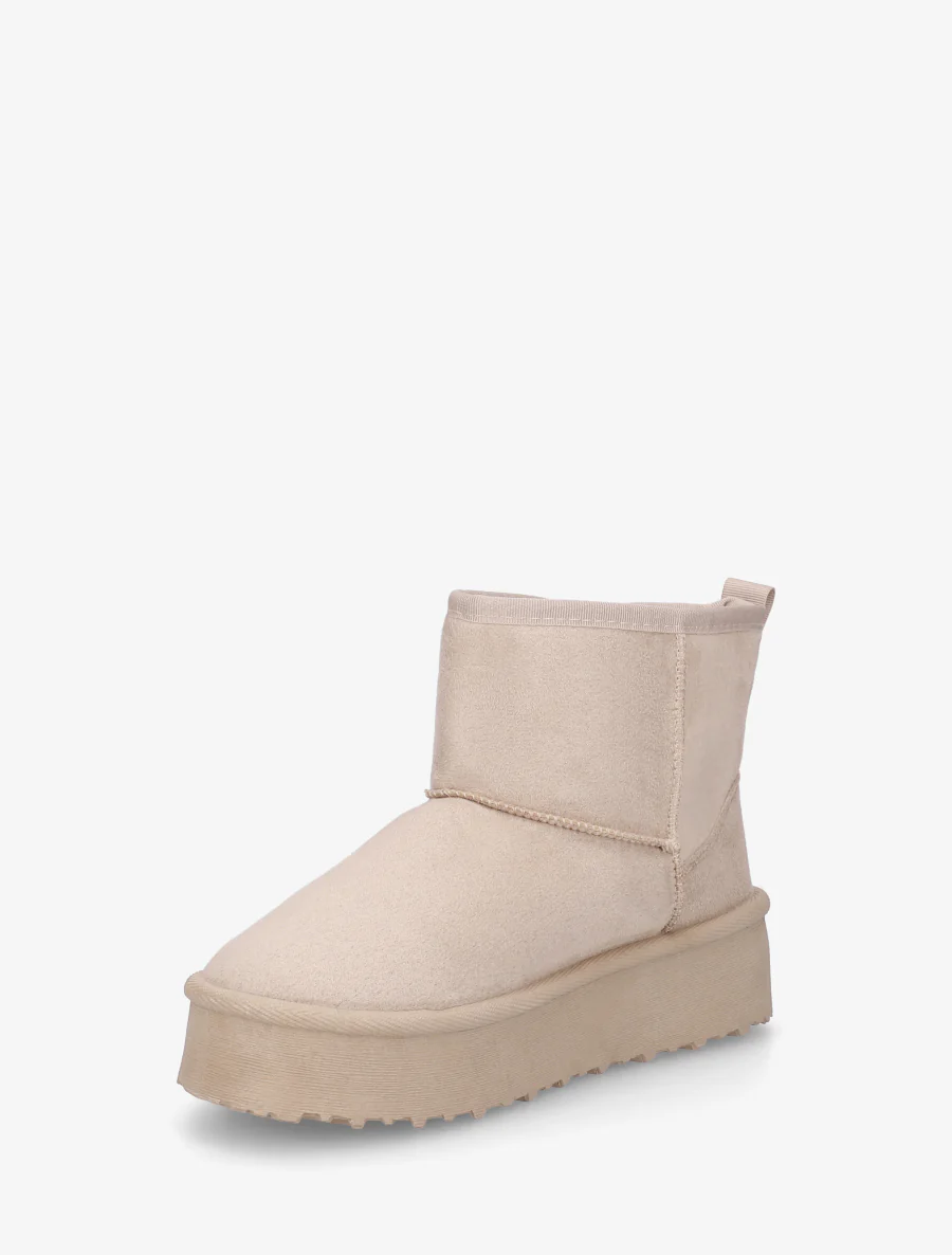 Boots fourrées en suédine - Beige - Image 3