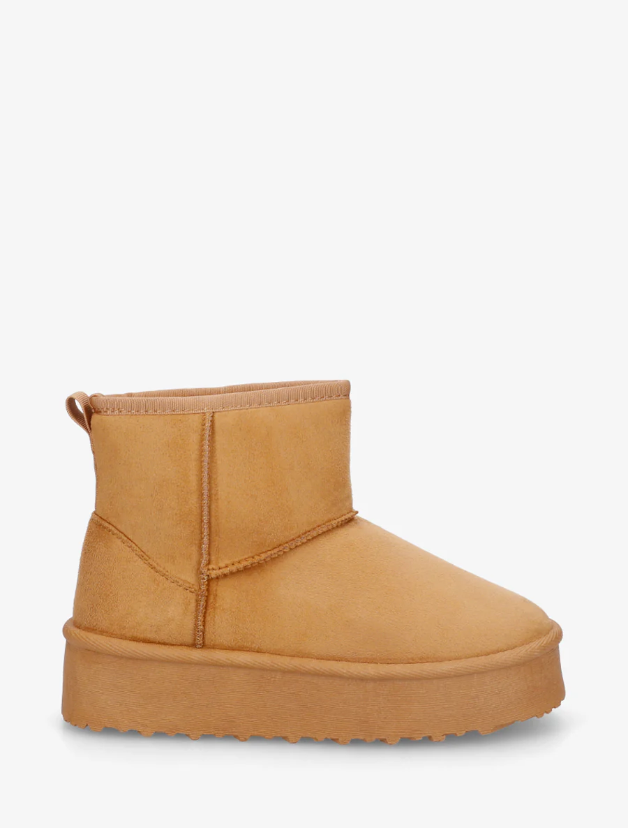 Boots fourrées en suédine - Camel