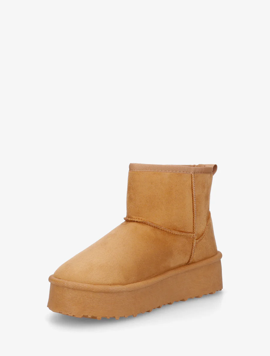 Boots fourrées en suédine - Camel - Image 3