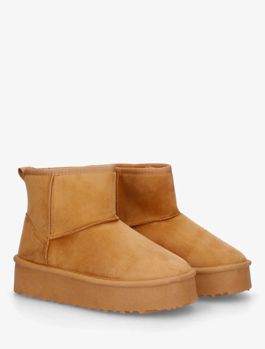Boots fourrées en suédine - Camel - Image 4