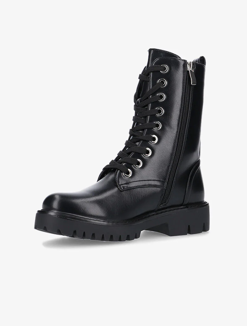 Boots lacées en simili - noir - Image 2