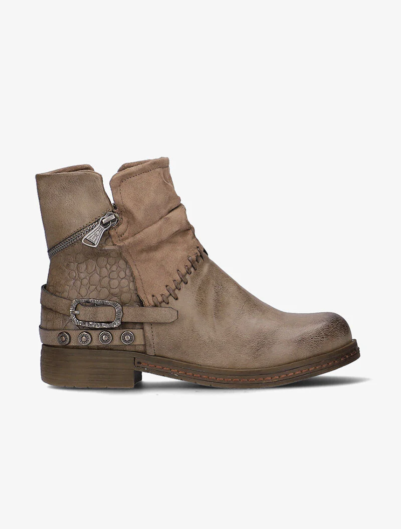Boots rock à zips et texturées - taupe