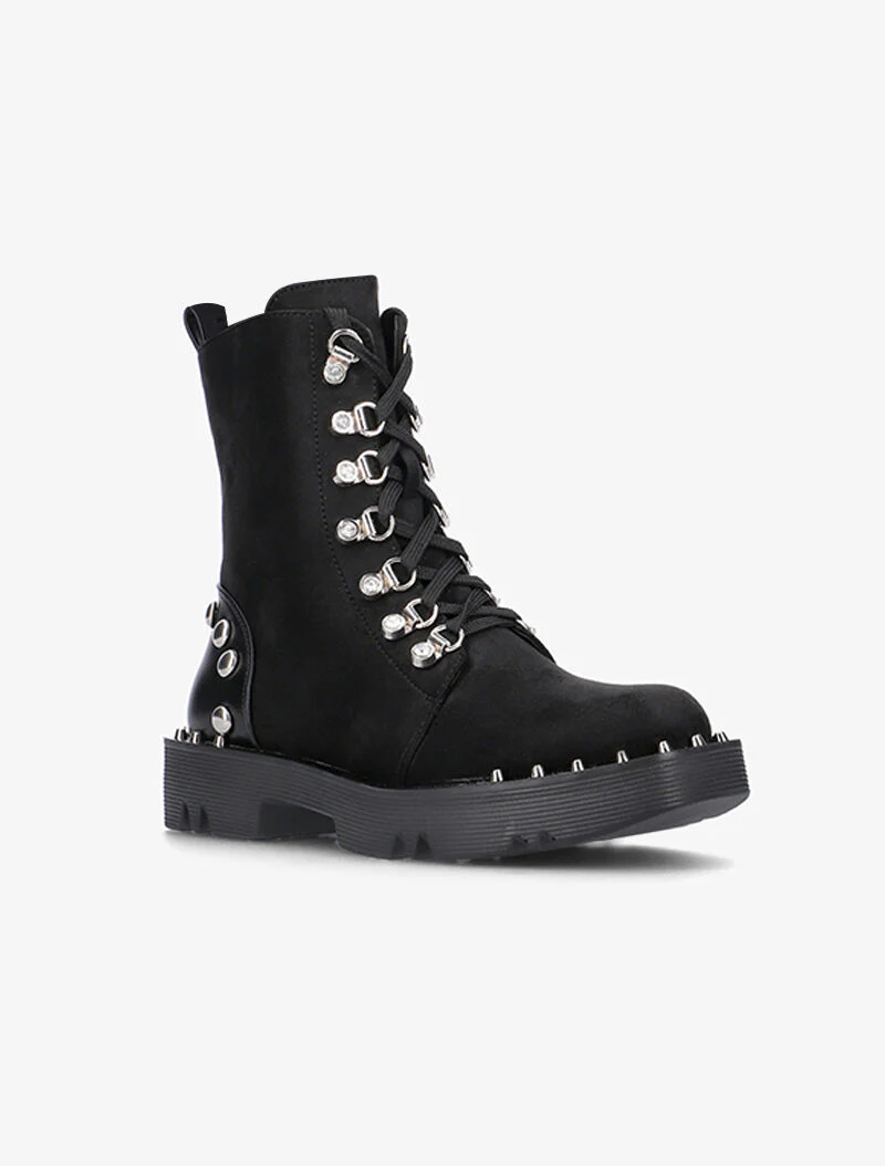 Boots rock bimatière à semelle carrée - noir - Image 2